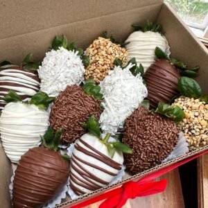 Fresas con chocolate y mani