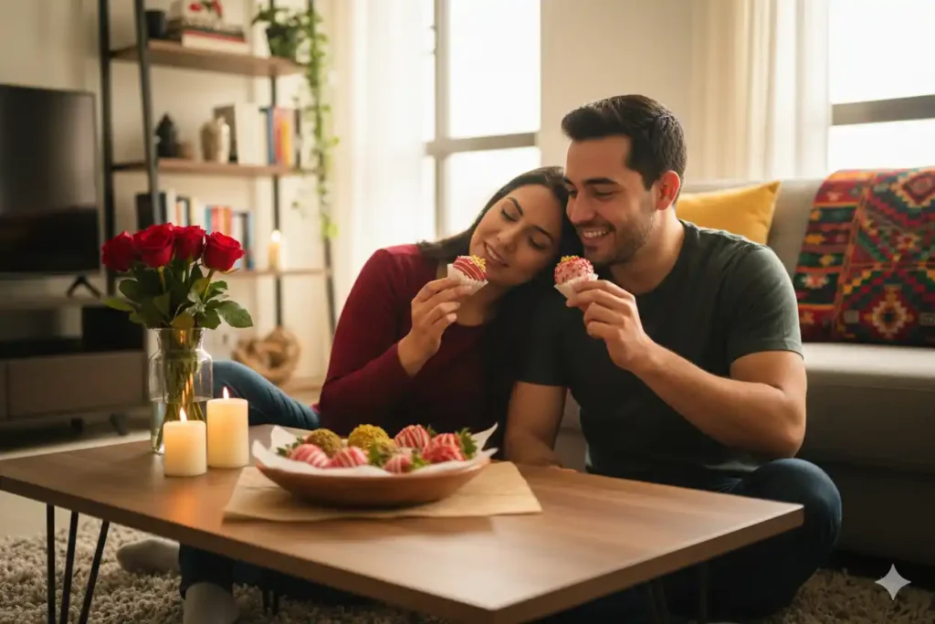Entrega a domicilio de fresas con chocolate como sorpresa de San Valentín
