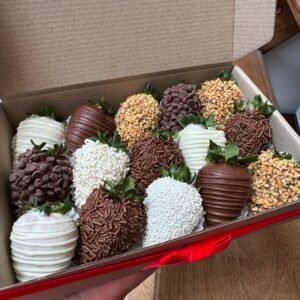 Fresas con mani y chips de chocolate