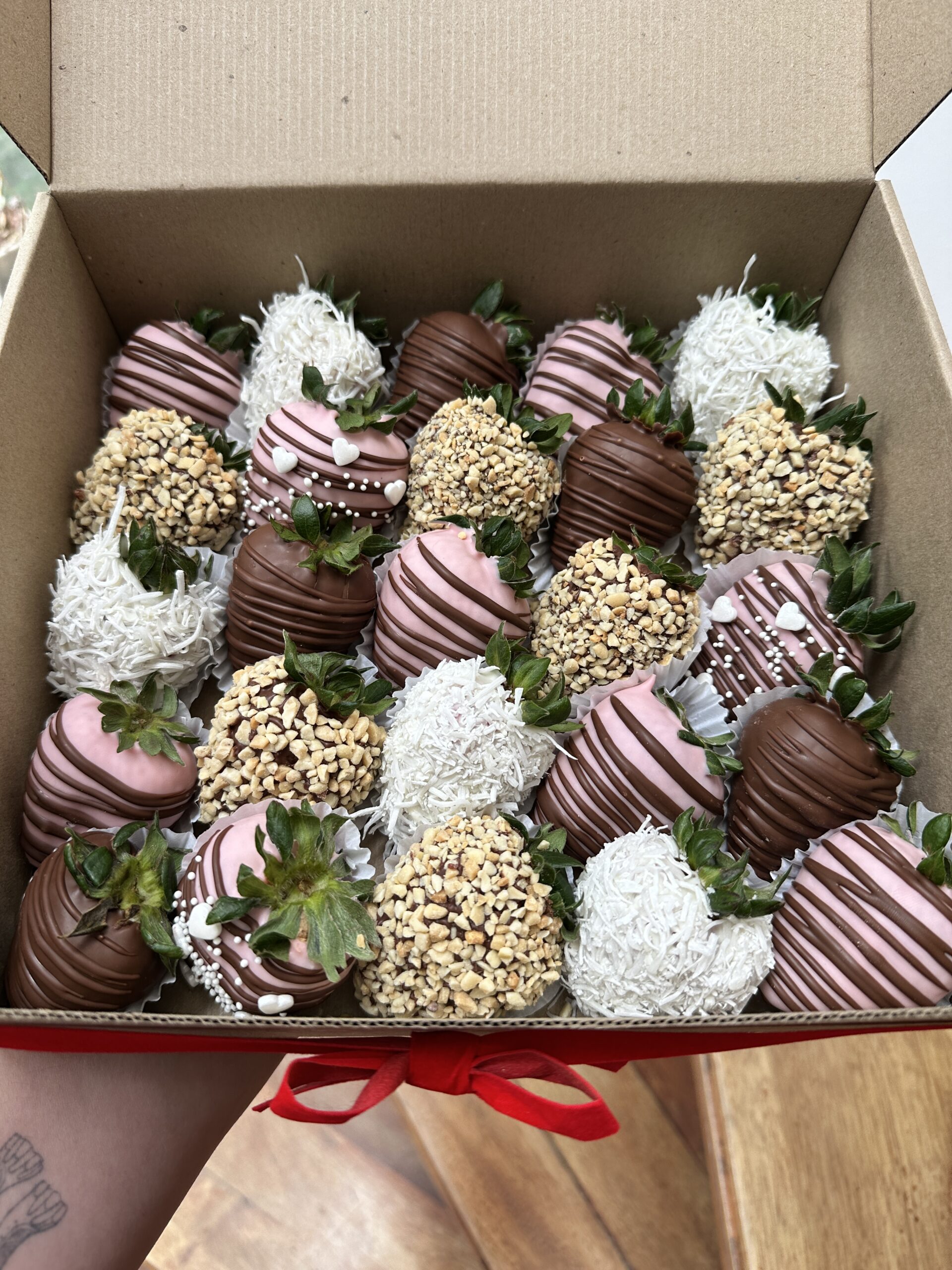 Fresas con chocolate con mani